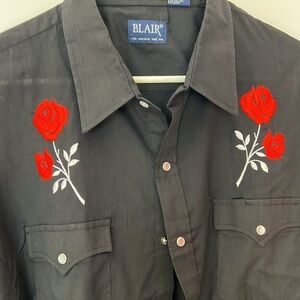 Vintage Gaucho Snap Button Down Western Rodeo Cowboy Shirt size XXL Black